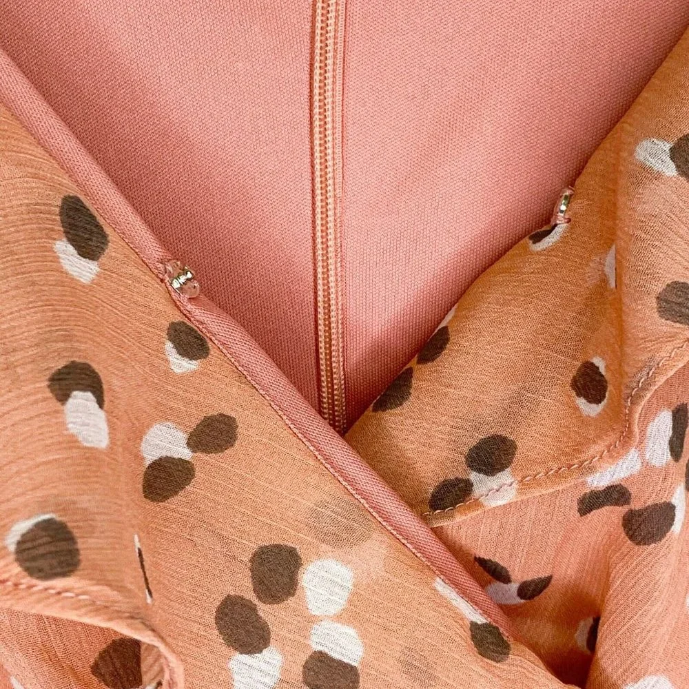 All in Favor Women's M Spaghetti Strap Ruched Front Dress Mauve Spots Dusty Pink - Picture 4 of 11